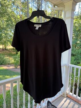 Joseph Ribkoff Black Scoop Neck Short Sleeve Top